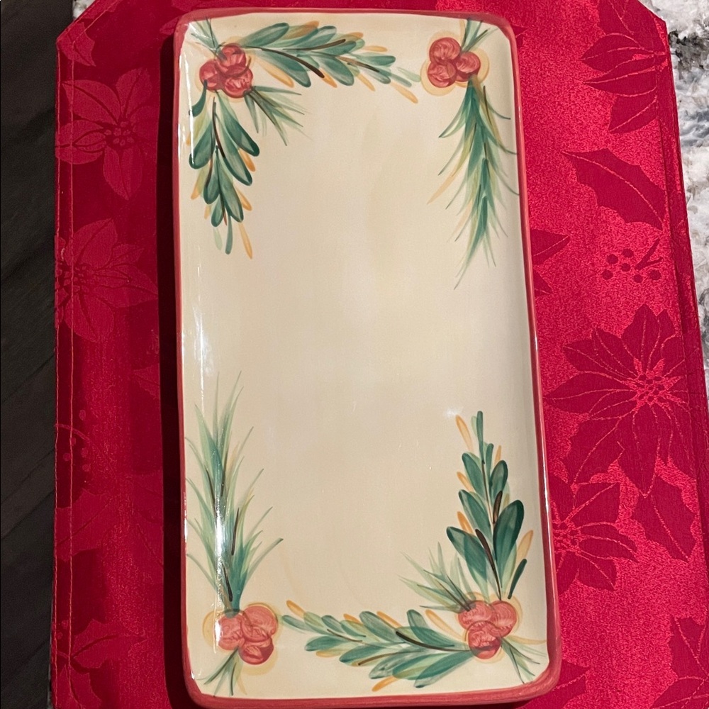Signed Gail Pittman Rectangular Holiday Platter